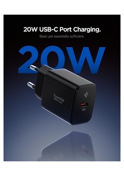 20W Usb-C Mini Hızlı Şarj Aleti/şarj Isısını Düşürür Gan Destekli Akım Korumalı Güç Adaptörü iPhone & Android & iPad Type-C EE201 Black - ACH09217