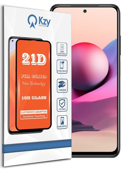 Iletişim Xiaomi Redmi Note 10S ile Uyumlu Tam Kaplayan 21D Temperli Ekran Koruyucu Cam