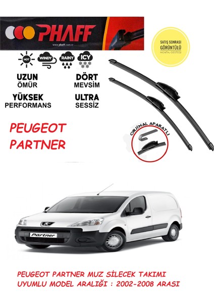 Peugeot Partner Ön Muz Silecek Takımı 2007 Model Araca Özel Aparat