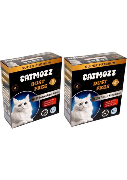 Dust Free %100 Tozsuz Süper Premium Aktif Karbon Topaklaşan Hipoalerjik Ince Kedi Kumu 8 Lt x 2 Adet