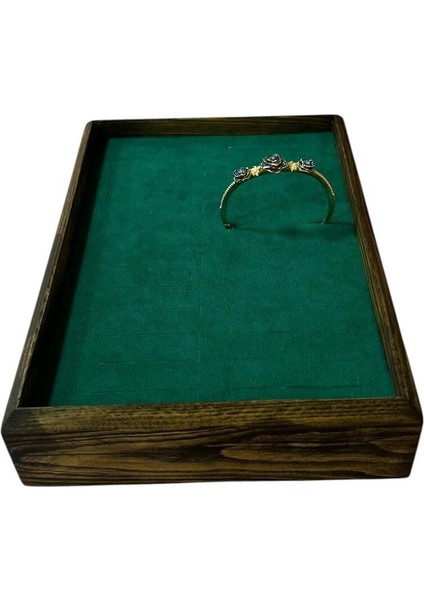 Yerli Üretim Ahşap Model 25 / 18 cm Kahve Renk Batırmalı Bileklik Kelepçe Tablası