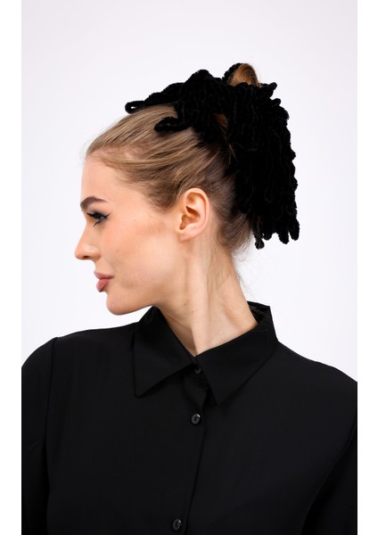 Siyah Kadife Dolgun Topuz Tokası Lastikli Tesettür Kadın Toka fiyatları