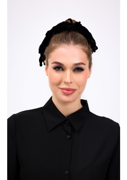 Siyah Kadife Dolgun Topuz Tokası Lastikli Tesettür Kadın Toka indirimleri