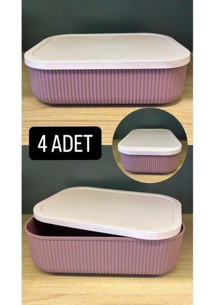 4 Adet Storage 3,2 Lt Mor Dolap Düzenleyici Kutu Çorap Kıyafet Kapaklı Ayakkabı Bot Saklama Kabı