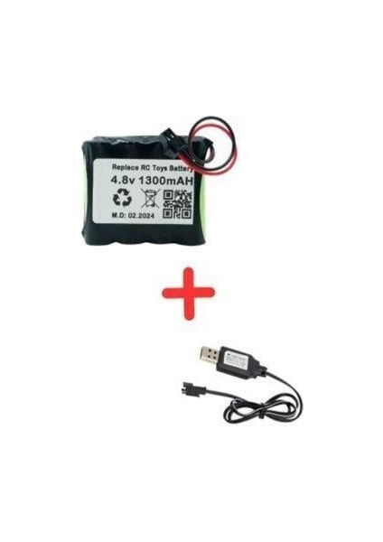 Vargem Kumandalı 4.8V 1300MAH Oyuncak Araba Bataryası Siyah Soket+Usb Şarj Cihazı