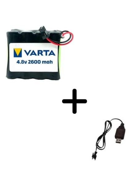 Tnl Cheetah Uzaktan Kumandalı 4.8V 2600MAH Varta Oyuncak Araba Bataryası Siyah Soket+Usb Şarj Cihazı