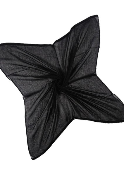 Iç Başörtüsü %100 Pamuklu Siyah Kadın Tesettür Kenarları Oyalı 90X90 cm Tülbent Yazma Başörtü