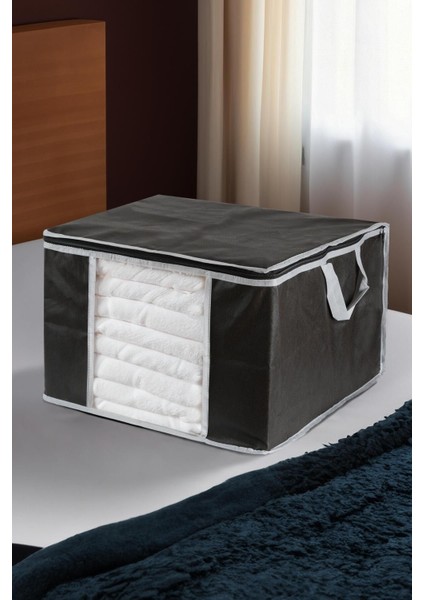 Siyah Pencereli Yastık Yorgan Kazak Hurcu Saklama Çantası Hurç