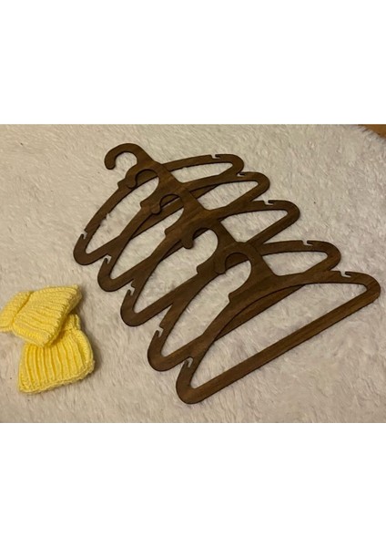 Çocuk Bebek Elbise Askısı - Ceviz Ahşap 5'li 28 cm x 15.5 cm