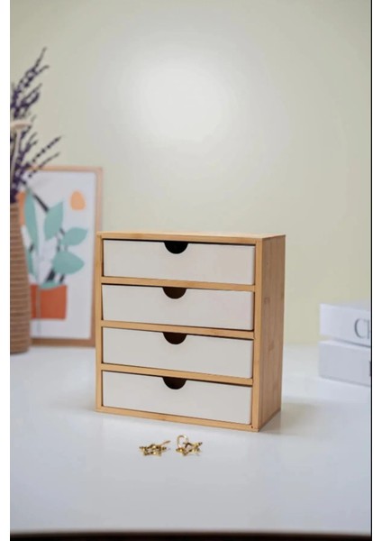 Bambu 4 Çekmeceli Kozmetik Takı Düzenleyici Organizer modelleri