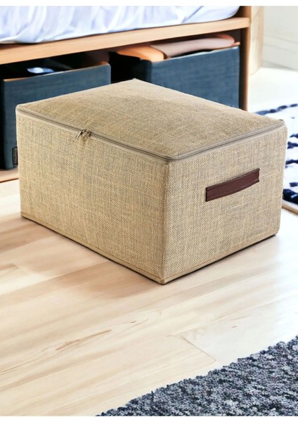 Jüt Deri Kulplu Baza Altı, Dolap Içi Destekli Kutu Hurç 35 x 42 x 23 cm