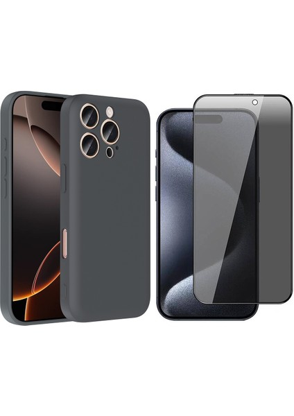 Apple iPhone 16 Pro Max Kılıf Kamera Korumalı Kartlık Hazneli Zore Vitra Kapak + Hayalet Ekran Koruyucu