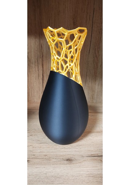 Şık Dekoratif Modern Siyah-Gold Vazo 18 cm fiyatları