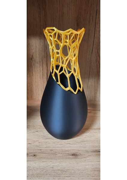 Şık Dekoratif Modern Siyah-Gold Vazo 18 cm modelleri