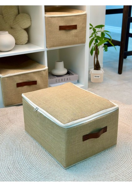 Jüt Deri Kulplu Baza Altı, Dolap Içi Destekli Kutu Hurç 35 x 42 x 23 cm modelleri