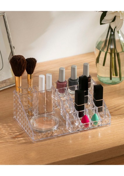 Diamond Şeffaf 16 Bölmeli Çok Amaçlı Makyaj Organizeri indirimleri