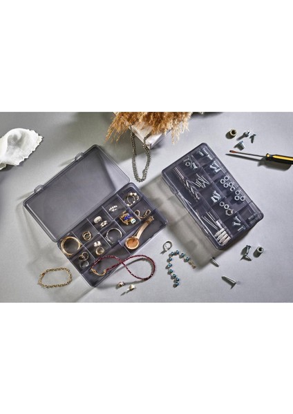 3'lü HMU-005 12 Bölmeli Kapaklı Takı-Toka-Aksesuar-Hırdavat-Vida Organizeri Düzenleyici indirimleri