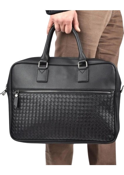 Laptop Çantası 15.6" Inç Evrak Çantası Unisex Şık Tasarım Siyah Renk