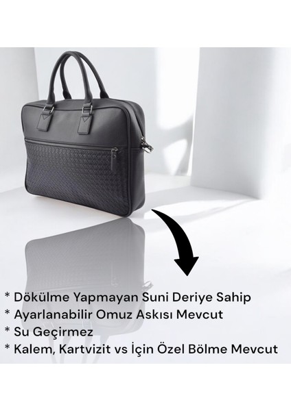 Laptop Çantası 15.6" Inç Evrak Çantası Unisex Şık Tasarım Siyah Renk fırsatları