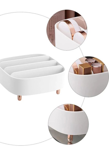 4 Bölmeli Ayaklı Makyaj Organizeri Lüks Takı Organizeri - Beyaz fiyatları