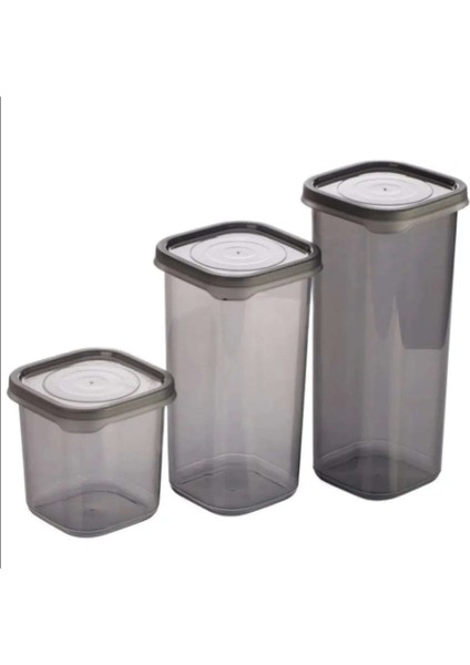 3 Adet 3 Boy Plastik Kavanoz Saklama Kabı Kapaklı Kare Model fiyatları