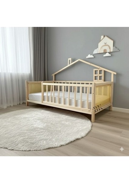 Hasır Doğal Ahşap Montessori Bebek ve Çocuk Karyolası