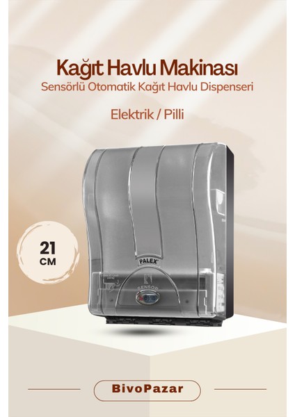 3491-2 Prestij Otomatik Havlu Dispenseri 21 cm Şefaff Siyah