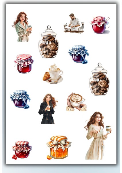 7'li Çay Saati Seti Planlayıcı Sticker Seti Planner Ajanda Bullet Journal Için Uygun Set Etiket modelleri