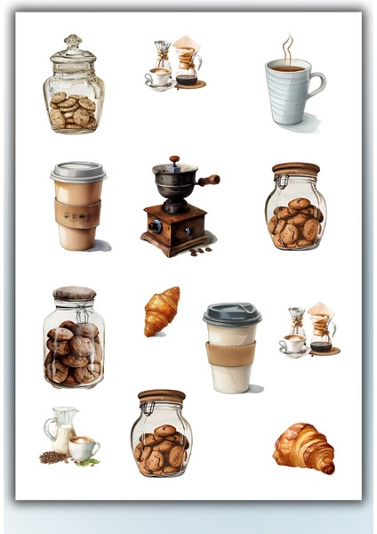 7'li Çay Saati Seti Planlayıcı Sticker Seti Planner Ajanda Bullet Journal Için Uygun Set Etiket indirimleri