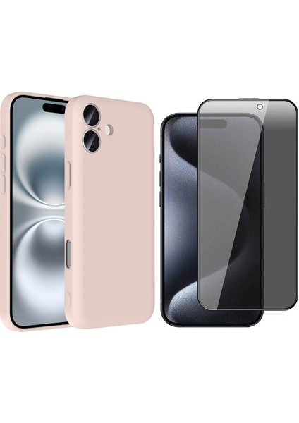 iPhone 16 Plus Kılıf Kamera Korumalı Kartlık Hazneli Zore Vitra Kapak + Hayalet Ekran Koruyucu