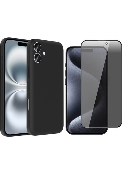 iPhone 16 Plus Kılıf Kamera Korumalı Kartlık Hazneli Zore Vitra Kapak + Hayalet Ekran Koruyucu