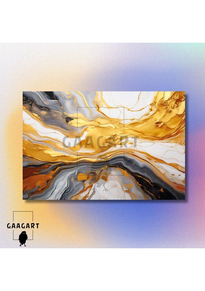 Tekli Yatay Kanvas Duvar Tablosu Soyut Yağlı Boya Deseni Gold Siyah modelleri