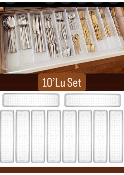 Bade 10 Parça L Çekmece Içi Kaşıklık Mutfak Düzenleyici Organizer Çatal Bıçak Saklama Kutusu