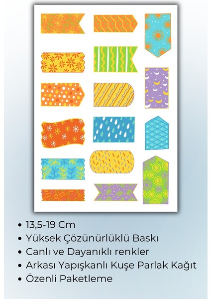4 Lü Washi Sticker Seti / Bullet Journal Scrapbook Kolaj Için Uygun fiyatları