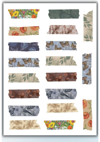 4 Lü Washi Sticker Seti / Bullet Journal Scrapbook Kolaj Için Uygun modelleri