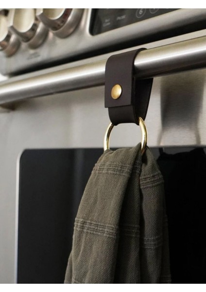 Suni Deri Fırın Havlu Askısı Mutfak Havlu Halkası