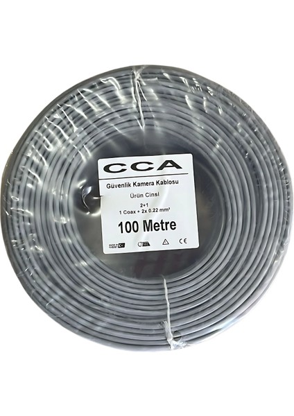 Güvenlik Kamera Kablosu 2+1 0.22MM Kamera Kablosu - 100M