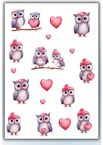 Baykuş Temalı 3 Lü Sticker Seti / Bullet Journal Scrapbook Kolaj Için Uygun fırsatları