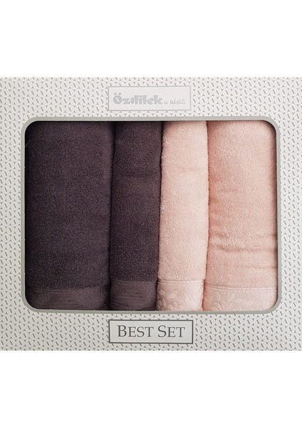 Lirio Best Set Hamam Takımı Havlu Seti- Antrasit Pembe