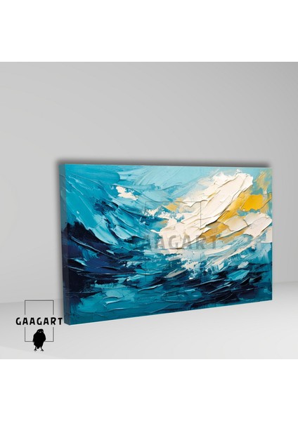 Tekli Yatay Kanvas Duvar Tablosu Soyut Mavi Yağlı Boya Deseni fiyatları