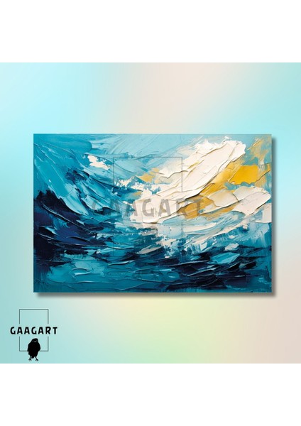 Tekli Yatay Kanvas Duvar Tablosu Soyut Mavi Yağlı Boya Deseni modelleri
