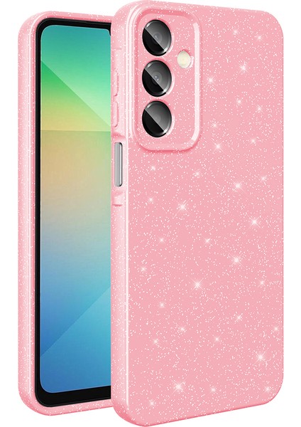 Samsung Galaxy A16 Kılıf Kamera Korumalı Simli Lüks Sln Koton Kapak - Açık Pembe