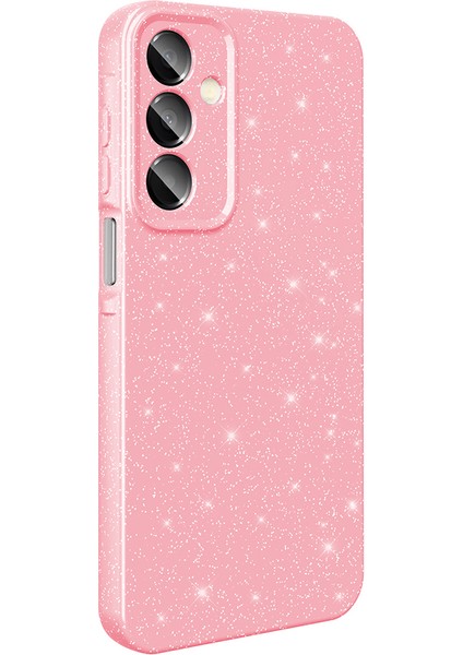 Samsung Galaxy A16 Kılıf Kamera Korumalı Simli Lüks Sln Koton Kapak - Açık Pembe