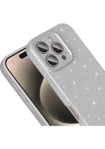 Apple iPhone 16 Pro Kılıf Kamera Korumalı Simli Lüks Krg Koton Kapak - Siyah