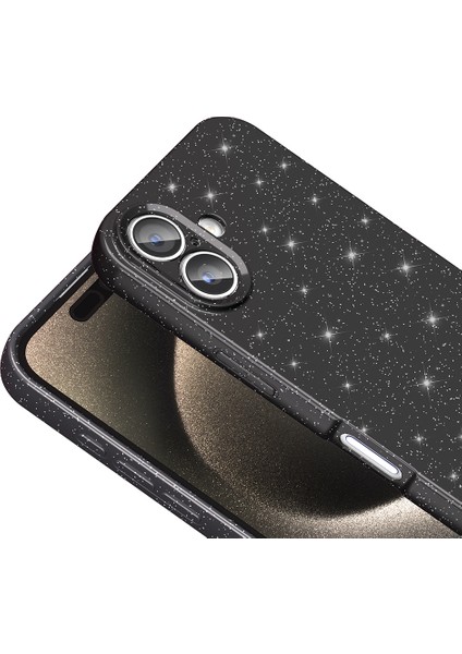 Apple iPhone 16 Plus Kılıf Kamera Korumalı Simli Lüks Sln Koton Kapak - Lila