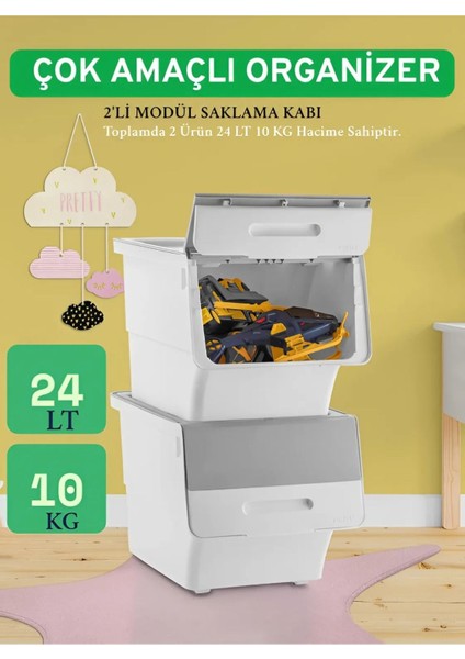 24LT Organizer Çok Amaçlı Kutu Tekerlekli Patateslik Sebzelik Soğanlık Kutusu Oyuncak Sepeti