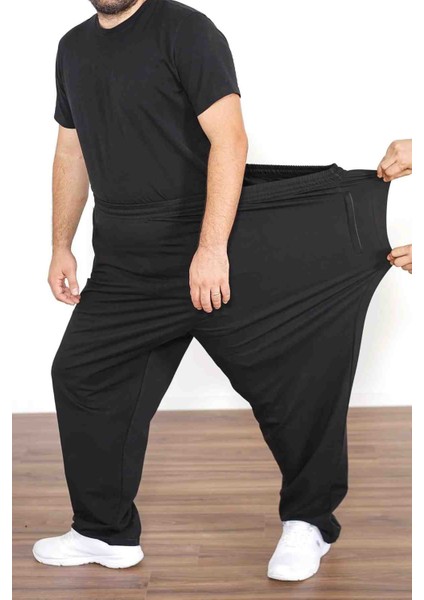 Ultra Geniş Kalıp Battal Boy Siyah Eşofman Altı – Yazlık, Rahat ve Şık