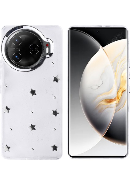 Tecno Camon 30 Pro 5g Kılıf Kabartmalı Desenli Simli Şeffaf A+ Kalite Kapak