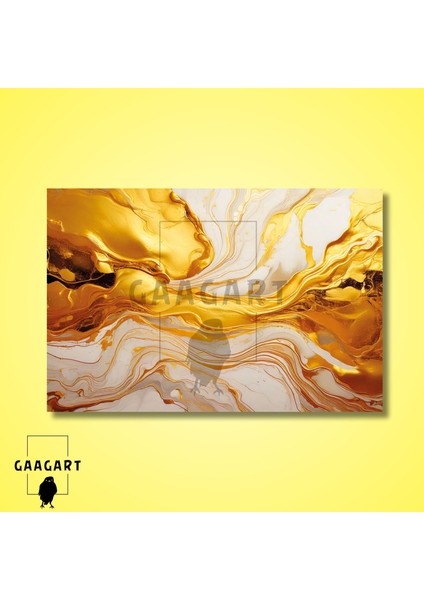 Tekli Yatay Kanvas Duvar Tablosu Soyut Gold Mermer Deseni modelleri