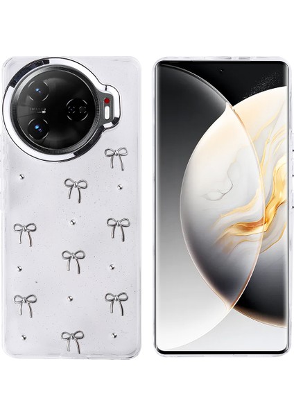 Tecno Camon 30 Pro 5g Kılıf Kabartmalı Desenli Simli Şeffaf A+ Kalite Kapak